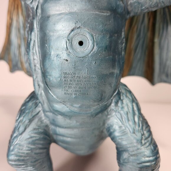 Toy Major Trading Co. Dragon 12" Tall Winged Blue with Gold Dragon Toy 2005 - Picture 6 of 11